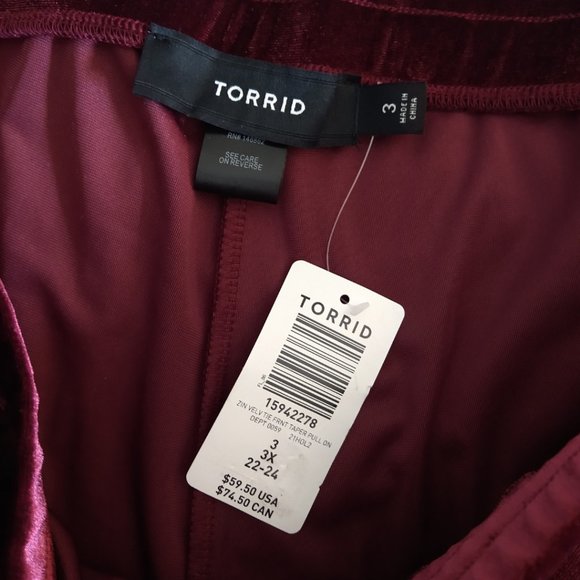 Wine colored tapered pull on pants - Picture 7 of 9